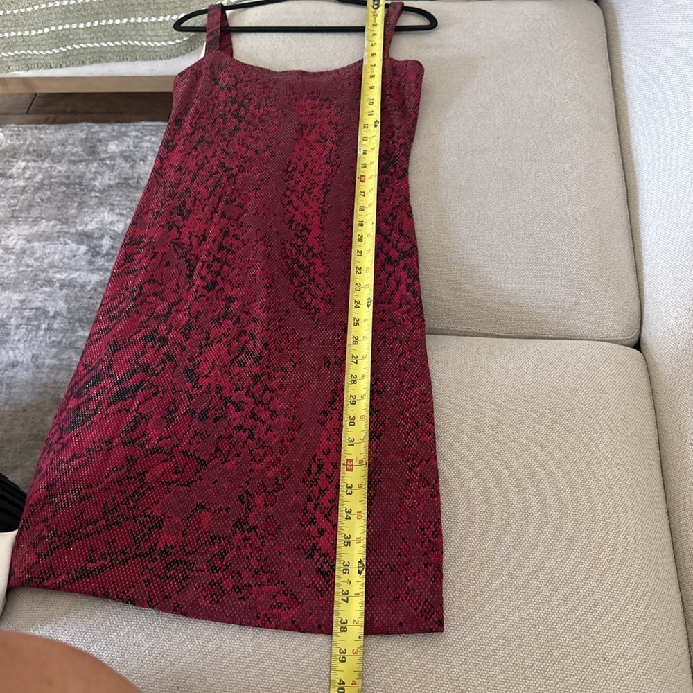 ST.JOHN Evening Women's Paillette Red Black Python Print Dress Sz 4 - Picture 10 of 12